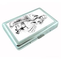 Perfection In Style Silver Cigarette Case Metal Wallet Alice in Wonderland Design D006
