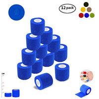Self Adherent Wrap Tape Medical Cohesive Bandages Flexible Stretch Athletic Strong Elastic First Aid Tape for Sports Sprain Swelling and Soreness on Wrist and Ankle 12 Pack 2Inch X 5Yards(Blue)