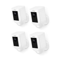 Ring Spotlight Cam Battery HD Security Camera with Built Two-Way Talk and a Siren Alarm, White, Works with Alexa - 4-Pack