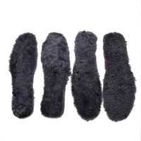 WOBAOS Cut-to-fit Adjusting Wool Insoles,Premium Sheepskin Fleece Inserts,Warm,Thick & Cozy (2 Pairs) (Men's 6-14 D(M) US, Black)