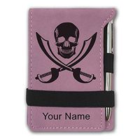 Mini Notepad, Jolly Roger, Personalized Engraving Included (Pink)