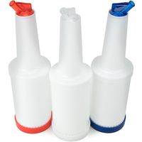 3-pack of Colorful Juice Pouring Spout Bottle Containers - Mix, Pour, Store, Plastic Barware by Cocktailor (The Patriot, Red/White/Blue)