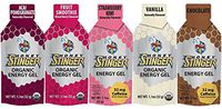 Honey Stinger Organic Energy Gels 5-Flavor Variety: 1 x Fruit Smoothie, 1 x Acai & Pomegranate, 1 x Vanilla, 1 x Chocolate - Caffeinated, 1 x Strawberry Kiwi - Caffeinated (1.1 oz each, 5 Count)