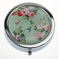 MaXing Vintage Floral Flowers Fashion Custom Personalized Silver Round Pill Case Box Decorative Metal Medicine Container Case