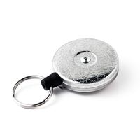 KEY-BAK Original XD Retractable Keychain, 28" Retractable Cord, Chrome Front, Steel Belt Clip, 20 oz. Retraction, Split Ring