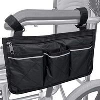 Wheelchair Armrest Accessories, Waterproof Wheelchair Side Bags to Hang on Side with Bright Line Black Walker Storage Pouches for Home/Outdoor/Car (Black Side)