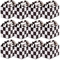 MeiMeiDa 36 Pieces Checkered Racing Car Treat Boxes Candy Boxes Goodie Gift Boxes Kids Race Car Hotwheel Theme Birthday Party Favors, Black and White, 5.91" x 3.54" x 3.94"