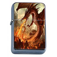 Dragon Mythical Beast Fantasy Flip Top Oil Lighter S30 Smoking Cigarette Smoker Includes Silver Case