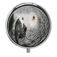 FunnyLpopoiamef Black White Parrot Pill Box/Pill case-Round Pill Box/case- Three-Compartment