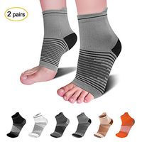 Compression Socks Sleeves (2 Pairs) for Heel Pain Relief, Best Compression Foot Sleeves with Arch Support for Plantar Fasciitis, Heel Pain, Foot & Ankle Support, Light Grey M