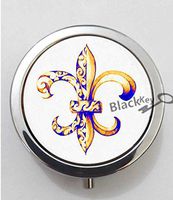 BlackKey Fleur De Lis Design 3-Compartment Decorative Pocket Gift Box Case Organizer for Pill, Color 1 -397
