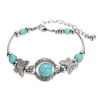 Charm Retro Bracelets for Women Girls, Natural Turquoise Carved Pendant Bohemian Jewelry Bracelets Valentine's Day Gifts