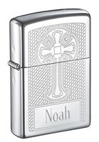 Personalized Zippo Ornate Cross High Polish Chrome Lighter with Free Engraving