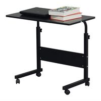 MallMall Height Adjustable Rolling Desk Lap Table Portable Laptop Laptop Computer Stand Desk Cart Tray Side Table for Bed Sofa Hospital Nursing Reading Eating (31.5" Black)