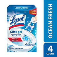 Lysol Click Gel Automatic Toilet Bowl Cleaner, Ocean Fresh, 4ct
