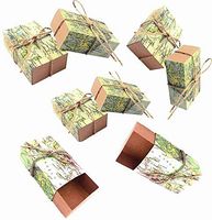 TECH-P Creative Life 50Pcs Around The World Map Favor Boxes Travel Theme,Wedding Party Decoration Vintage Kraft Paper Candy Box Gift Supplies for Travel Themed Shower