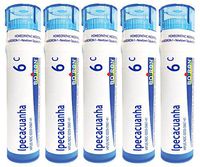 Boiron Ipecacuanha 6C, 5 Pack of  80 Pellet Tubes, Homeopathic Medicine for Nausea