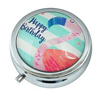WuCong Happy Birthday Flamingo Custom Fashion Design Glass Round Pill Case Western Medicine Tablet Holder Decorative Box