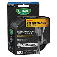 Curad CUR5060 Performance Series Kinesiology Tape, Black, 2" x 10", Roll of 20 Precut Strips (Pack of 12)