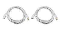 2 Pack USB 2.0 A Male to A Female Extension 28/24AWG Cable (Gold Plated) White 10 Feet