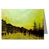 12 Vintage Notecard set of John Atkinson Grimshaw Victorian Painting of London Street Scene titled The Custom House, Liverpool, Looking South, 1892
