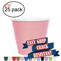 TigerChef 9 Ounce Pink 25 Pack Easy Grip Plastic Party Cups Solid Color Disposable 9 Oz Plastic Cups BPA Free
