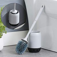 YBOBK HOME Toilet Brush and Holder, Compact Plastic Sturdy Deep Cleaning Toilet Bowl Cleaner Brush for Bathroom Storage and Organization - Wall Mounted, Gray and Black