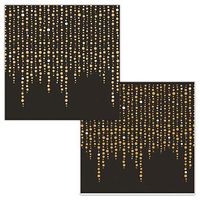 Fancy Black with Gold Beading Holiday Christmas Party Paper Napkins Beverage Size Pk 24