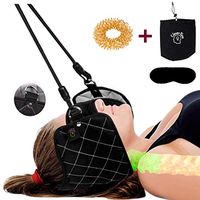 Neck Head Hammock by CleverTom, Strong Durable Metal Handles Cervical Traction Device for Neck Pain Relief with Adjustable Pillows, Eye Mask and Carry Bag