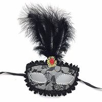 Face mask Shield Veil Guard Screen Domino False Front Feather mask Party Catwalk Makeup Dance Half face lace mask Sexy Transparent Halloween mask Female Black