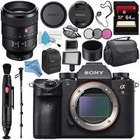 Sony Alpha a9 Mirrorless Digital Camera (Body) ILCE9/B + Sony FE 100mm f/2.8 STF GM OSS Lens SEL100F28GM + 64GB SDXC Card + Carrying Case + Memory Card Wallet + Deluxe Cleaning Kit Bundle