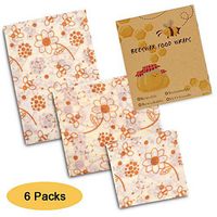 Smilego Beeswax Wrap Reusable Food Wrap Assorted 6 Packs-2S, 2M, 2L - Eco Friendly Natural & Biodegradable Sustainable Beeswax Wrap - Plastic Wrap Alternative for Food Storage
