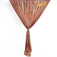 LQIAO W50xH84in Rose Gold Sequin Curtain Backdrop Sequin Photo Backdrop Ceremony Background Shimmer Sequin Backdrop Fabric/Curtain For Wedding/Home DIY-one pc, Hook 50x84in(125x220cm))