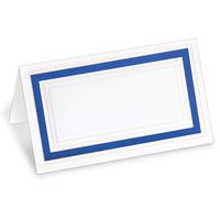 PaperDirect White 38lb Cover Stock Folded Place Cards with Dark Blue Foil Border, Micro-Perforated, 2" x 3 1/2", 100/Pack, Laser and Inkjet Compatible