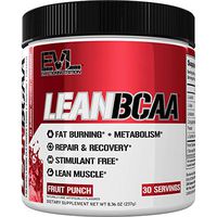 Evlution Nutrition LeanBCAA, BCAA’s, CLA and L-Carnitine, Stimulant-Free, Recover and Burn Fat, Sugar and Gluten Free, 30 Servings (Fruit Punch)