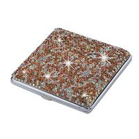 XianghuangTechnology Shiny Crystal Rhinestone Cigarette Case Box Double Sided Ultrathin Pocket Holder for 20 Regular Cigarettes (Gold)