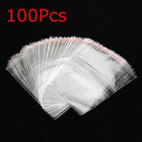 CocinaCo 100Pcs Resealable Transparent Cellophane OPP Bag with Self Seal Strip