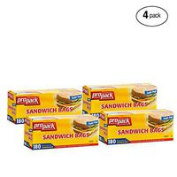 ProPack Disposable Plastic Sandwich Bags with Fold Close Top 720 Bags, Great for Home, Office, Vacation, Traveling, Sandwich, Fruits, Nuts, Cake, Cookies, Or Any Snacks (4 Packs)