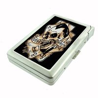 Metal Cigarette Case with Built In Lighter Skull-064