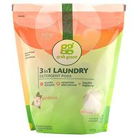 Grab Green Natural 3 in 1 Laundry Detergent Pods, Gardenia-With Essential Oils, 60 Loads, Organic Enzyme-Powered, Plant & Mineral-Based, 34 Ounce