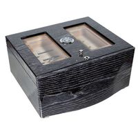Moderno Negro Humidor - Sturdy black humidor - High-gloss piano shine Black Apricot tree exterior - Spanish Cedar interior - 50 Cigars (12 5/8' X 10 3/16' X 4 5/8')