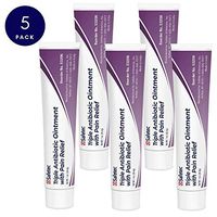 Safetec Triple Antibiotic Ointment with Pain Relief 1oz Tubes for Minor Cuts, Scrapes and Burns (Pack of 5 Tubes)