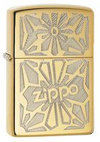 Zippo Flower Design Pocket Lighter, High Polish Brass
