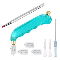 YOTINO Glass Cutting Tool Kit Includes Blue Grip Oil Feed Glass Cutter with 3 Extra Replacement Head, Tungsten Scribe Engraving Pen, Screwdriver and Oil Dropper