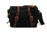 Sechunk Vintage Military Leather Canvas Laptop Bag Messenger Bags Medium