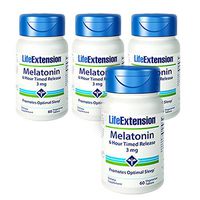 Life Extension Melatonin 6 Hour Timed Release 3mg 60 Vegetarian Tablets - 4-Pak