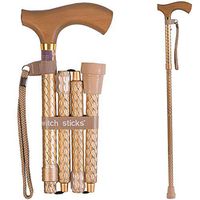 Switch Sticks Adjustable Folding Walking Cane and Walking Stick Collapses and Adjusts from 32 to 37 inches, Engraved Pearl Gold