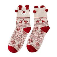 BingYELH 3D Cute Christmas Deer Cotton Middle Socks Womens Winter Crew Socks 1 Pairs