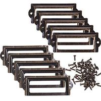 BCP 10pcs 83 x 30mm Bronze Color Metal Office File Cabinet Shelves Drawer Name Card Label Holder Frames with Screws