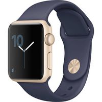 Apple Watch Series 1 38mm Smartwatch (Gold Aluminum Case, Midnight Blue Sport Band) (Renewed)